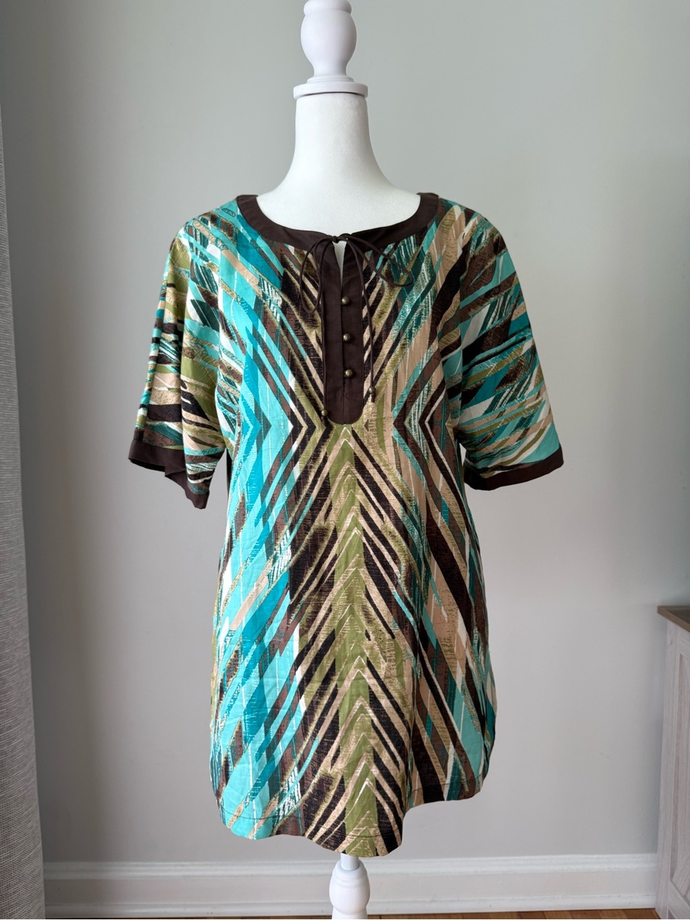 Dana Buchman Abstract Print Tunic Top Size Small
